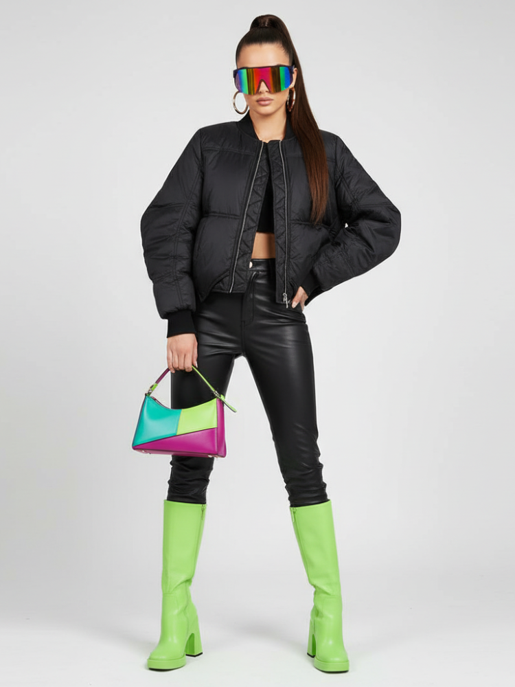 BUSHWICK Checkerboard Sequin Cropped Jacket New York