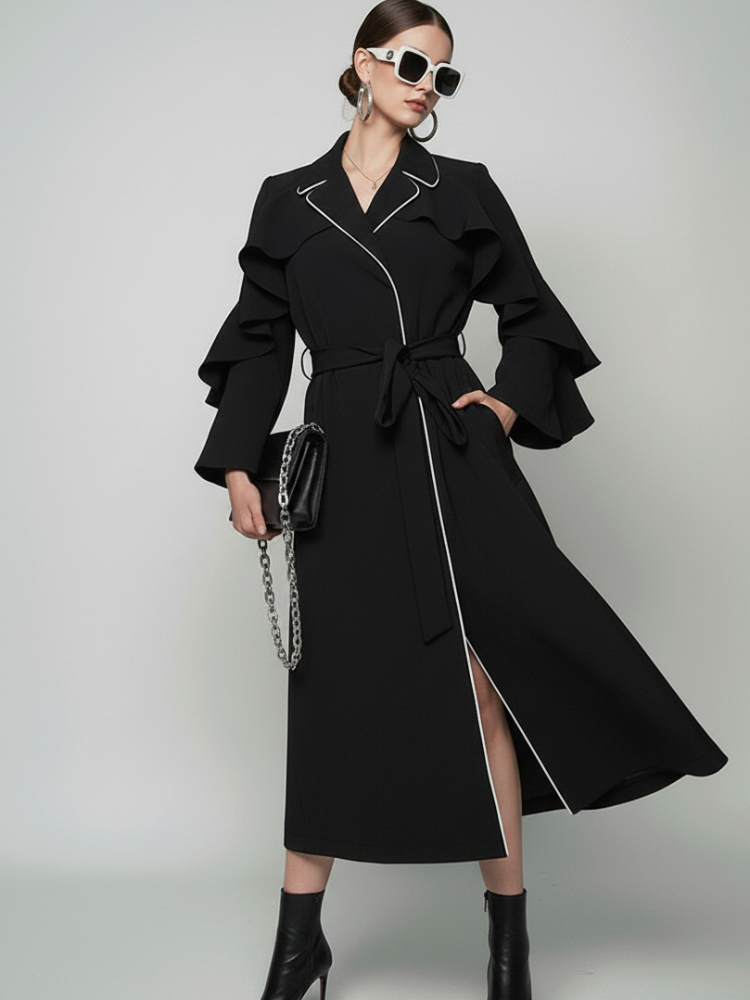 TRIBECA Ruffle Long Coat New York